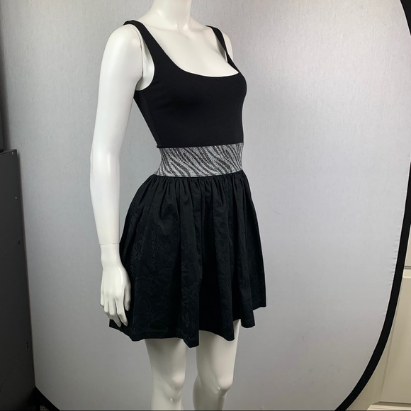 NEW Zebra Jacquard Roses Metallic Belt Mini Dress - Picture 7 of 16